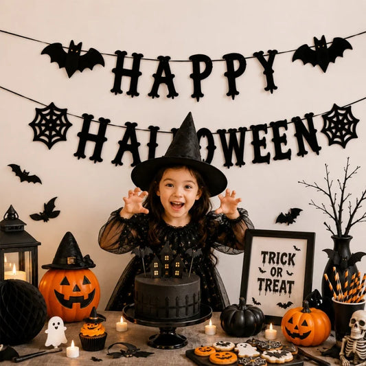 Halloween Felt Banner Garland Assorted Styles Hanging Bunting Flags for Party Home Wall Fireplace Mantel Decoration Supplies