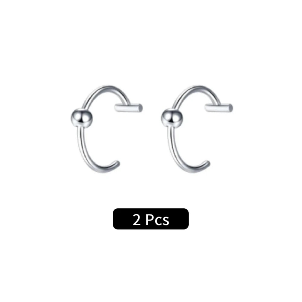2Pcs/6Pcs Stainless Steel Fake C Clip Lip Ring Labret Piercing Earring Fake Nose Piercing Cool Women Body Jewelry Non-Pierced