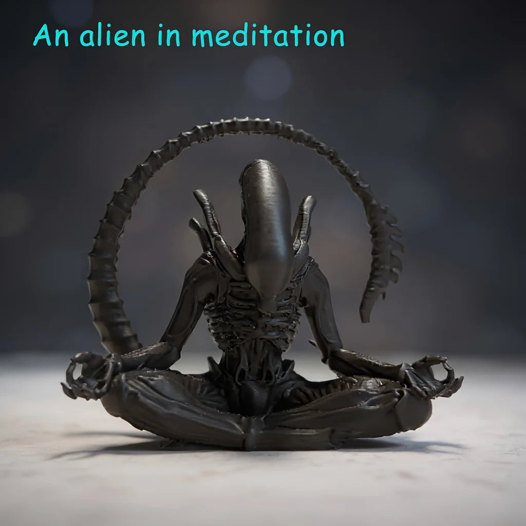 An alien ornament in meditation, creatively designed to create a personalized atmosphere space, suitable for collection. - Bl