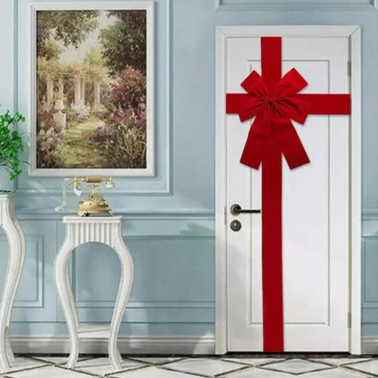 40X30Cm Xmas Big Red Bow Hanging Door Bow Ribbon Wedding Christmas Holiday Front Door Party Home Decorations New Year Diy Sup
