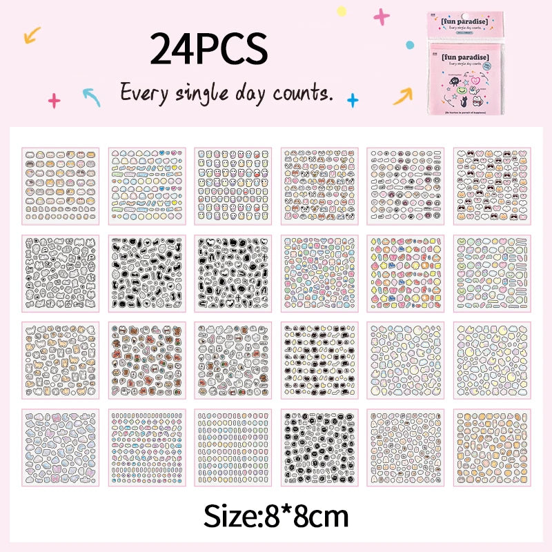 Cartoon Mini Sticker Book Tiny Pet Food Stickers Book Children Girls Nail Sticker Decor DIY Notebook Scrapbook Planner Decals