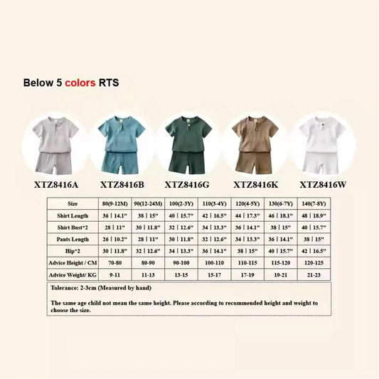 0-7years Summer Children's Clothing Set Boys & Girls Cotton Linen Suits Baby Loungewear Outfit T-shirt Tops + Shorts 2pcs