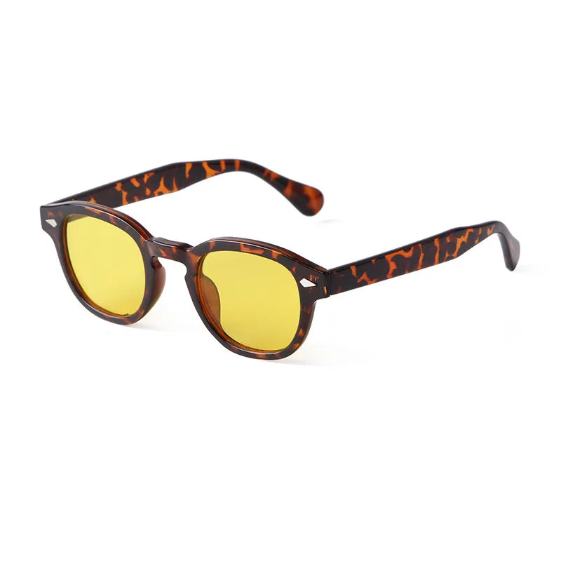 Vintage Fashion Shell Round Sunglasses Women Men 2024 Brand Design Retro Rivet Yellow Blue Lens Square Sun Glasses Female UV4