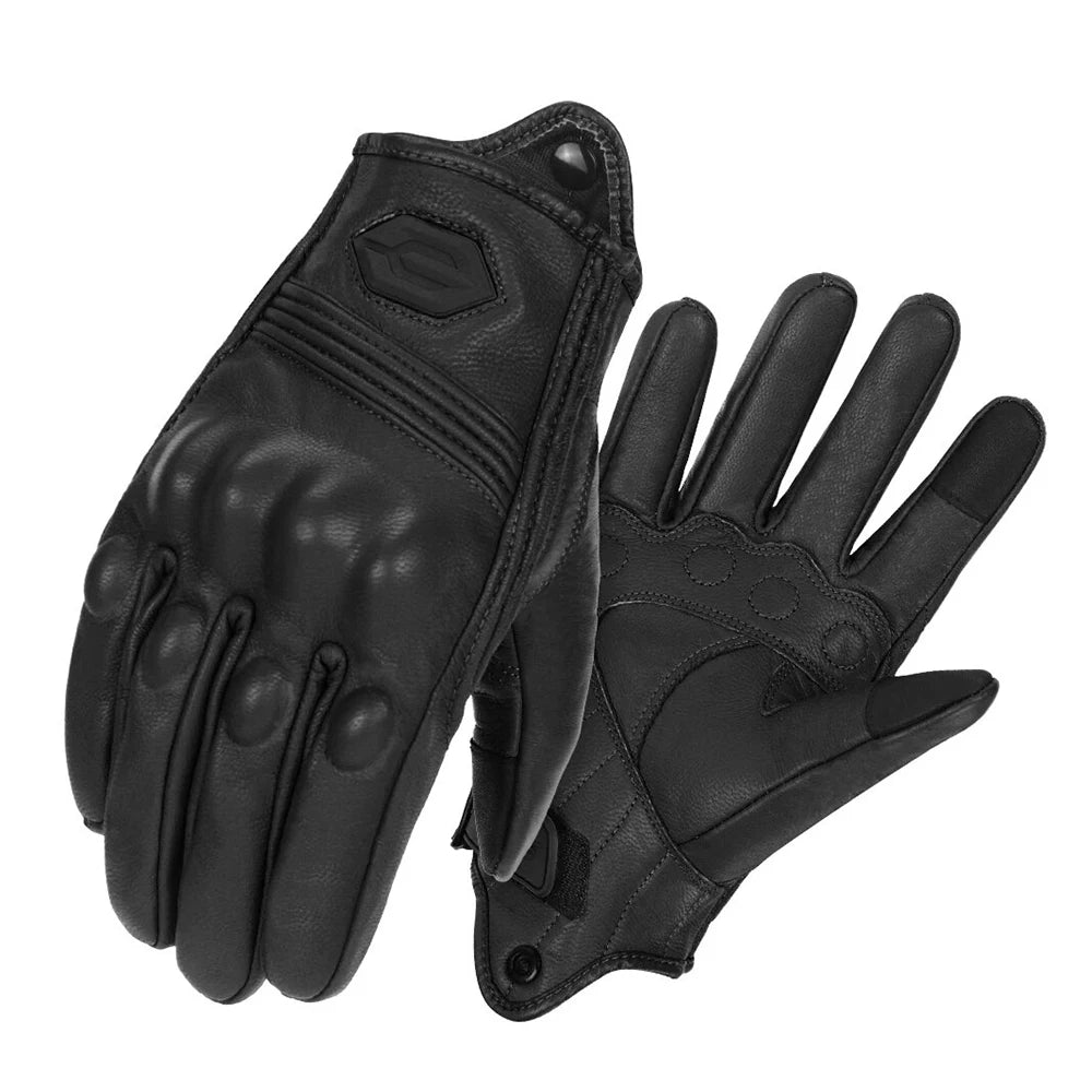 Vintage Leather Motorcycle Gloves Summer Breathable Unisex Biker Gloves With Anti-Slip Ventilation Design Motorbike Ride Glo
