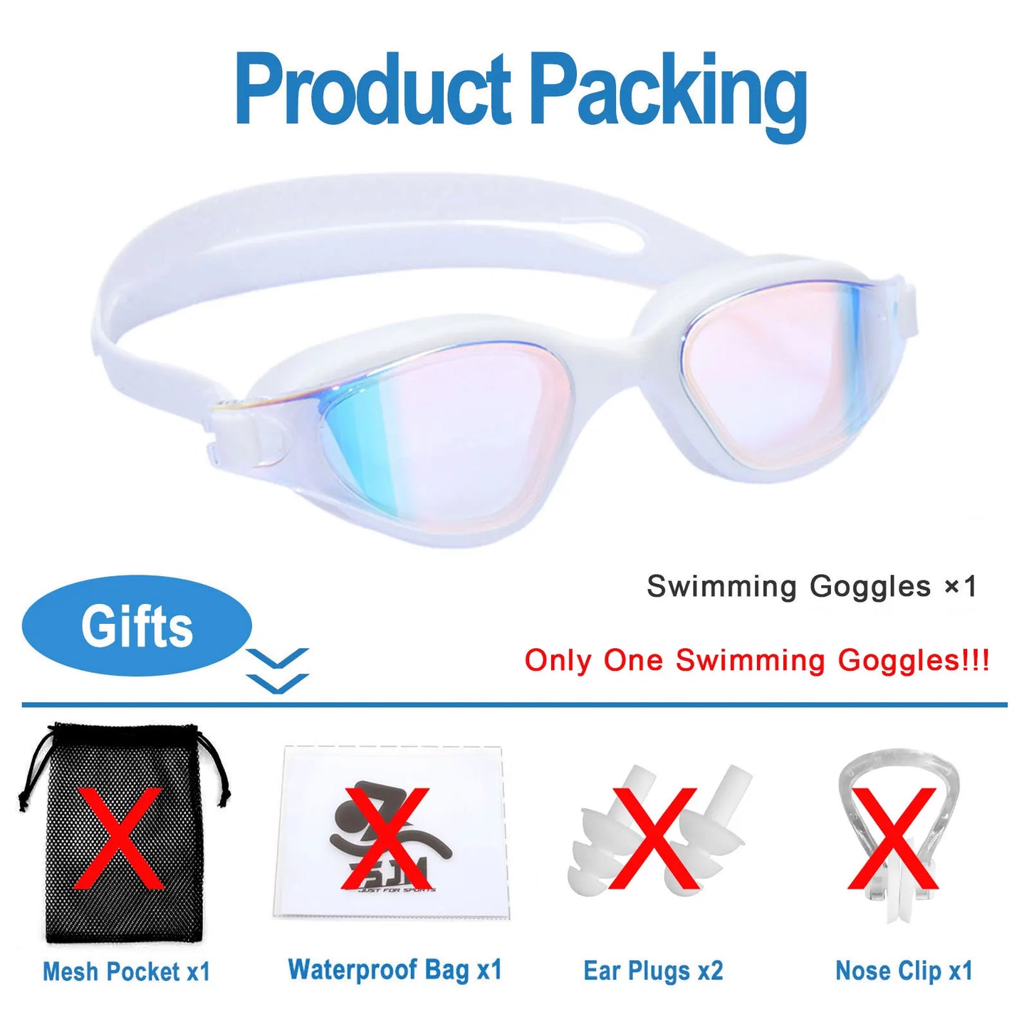 Unisex Adult Swimming Goggles – Anti-Fog Swim Glasses for Men & Women – Adjustable Silicone Waterproof Professional Swim Eyew