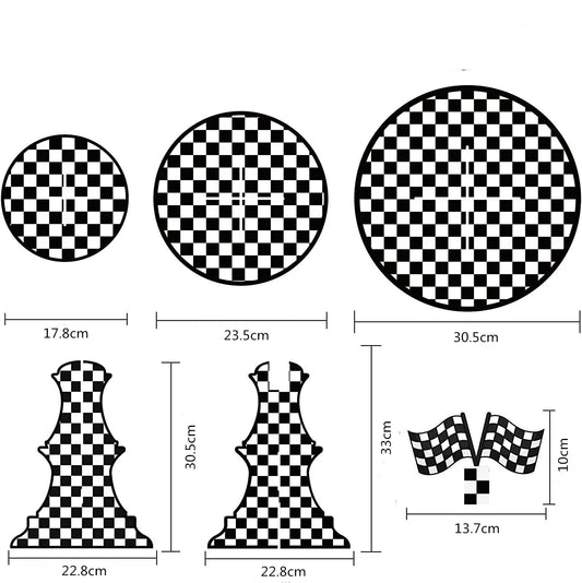 Racing Car Theme 3-Tier Round Cardboard Cupcake Stand Cars Birthday Party Tablecloth Black and White Checkered Decor Supplies