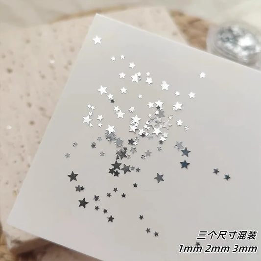 Mixed Star Nail Glitter Accessories Size Mixed Silver Pentagram Mini Color Ultra-thin Nail Patch Decoration