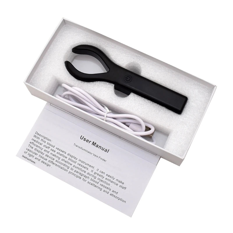 USB Vein Viewer Transilluminator LED Vessel Vein Display Instrument Vessel Finder Blood Vessel Lamp - black
