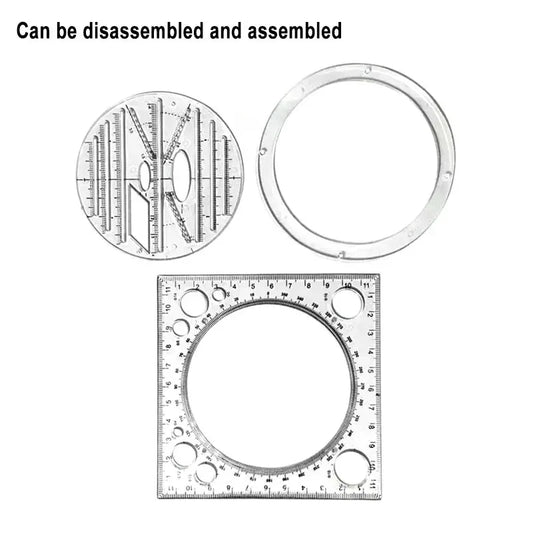 Multifunction Rotatable Ruler Drawing Template Art Design Architect Stereo Geometry Circle Drafting Measuring Scale Kawaii ru