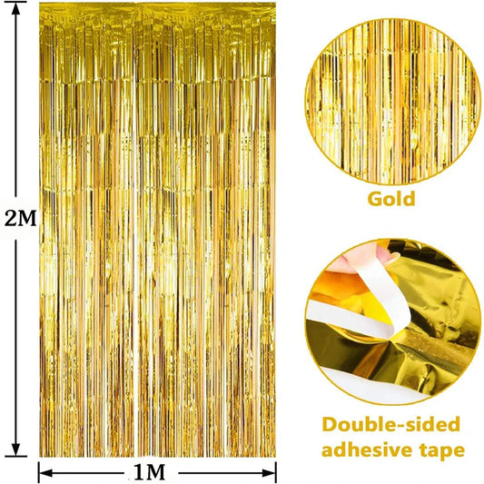 as a Party Metallic Tinsel Foil Fringe Curtains Backdrop for Birthday New Year Eve Party Photo Wedding Baby Shower Decor