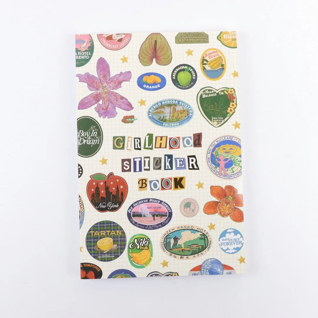 Girlhood Sticker Book, Fruity Icons & Pastel Letters Tickets DIY Scrapbooking Journaling Handbook Decoration - StyleA