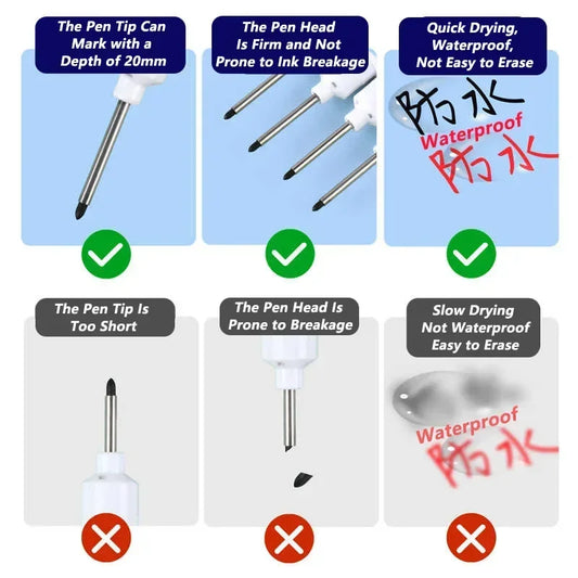 iLMH 1-40PCS Deep Hole Long Nib Head Markers For Metal Perforating Pen Waterproof Bathroom Woodworking Decoration Multi-Purpo