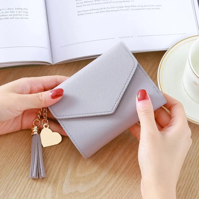 Fashion Short Women Wallets PU Leather Women Luxury Tassels Wallet Hasp Small Wallet Trend Coin Purse Ladies Card Holder Pouc