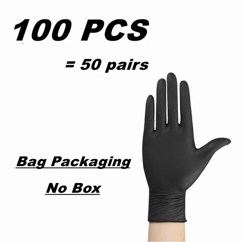 10/20/50/100PCS Black Nitrile Disposable Gloves for Work Latex Free Home Cleaning Glove Textured Mechanic Tattoo Hair Dye Bea