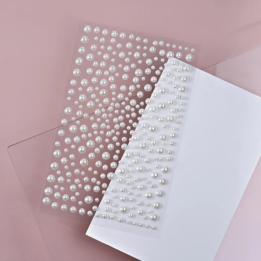1/3/5 Sheet 3D White Pearl Eyes Face Tattoo Self Adhesive 3D Face Gem Jewels Eyeshadow Stickers Round Pearls Makeup Rhineston