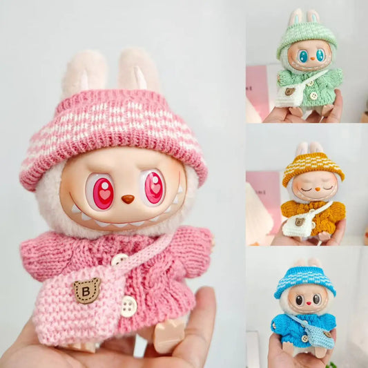 Labubu 17cm II Idol Doll Clothes Outfit Set With Hat And Bag For Dress-Up DIY Crafts