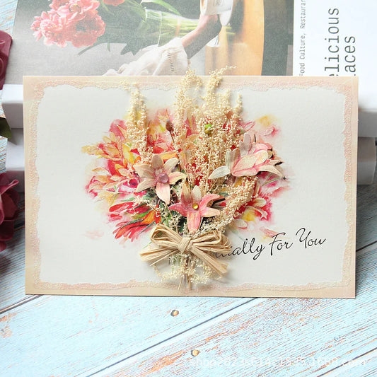 General handmade dried flowers for festivals thank you Teacher's Day greeting cards business birthday greetings gift cards
