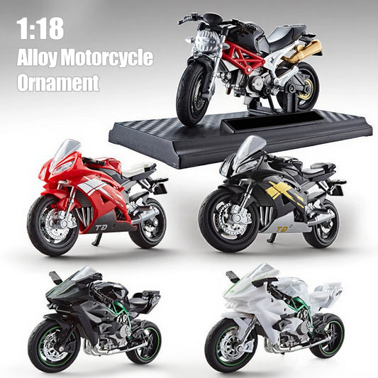 Model Diecast Motocycle Toys Ornament, 1:18/1:36 Car Rotating Rubber Rires Desktop Ornament Gifts