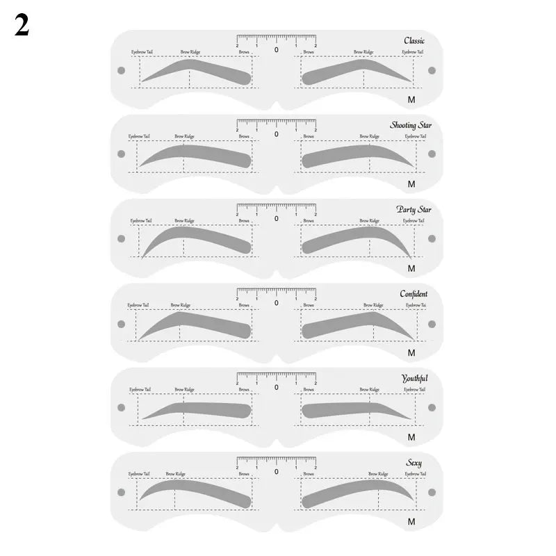 Reusable Eyebrow Stencil Set Soft Ruler Brow Definer Eye Brow Drawing Guide Styling Shaping Grooming Template Card Makeup Too