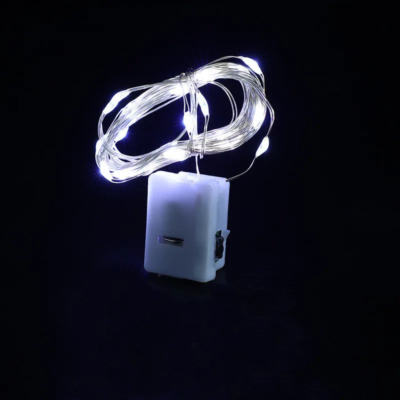 LED Fairy Lights Button Battery Light String Christmas Wedding New Year Bedroom Living Room Garden Decoration Garland - White