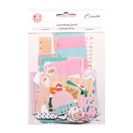 Creative Path 52pcs Journaling Spots Scrapbooking Paper Diecut Shapes Decorative Die Cuts Ephemera For DIY Planner Card Makin