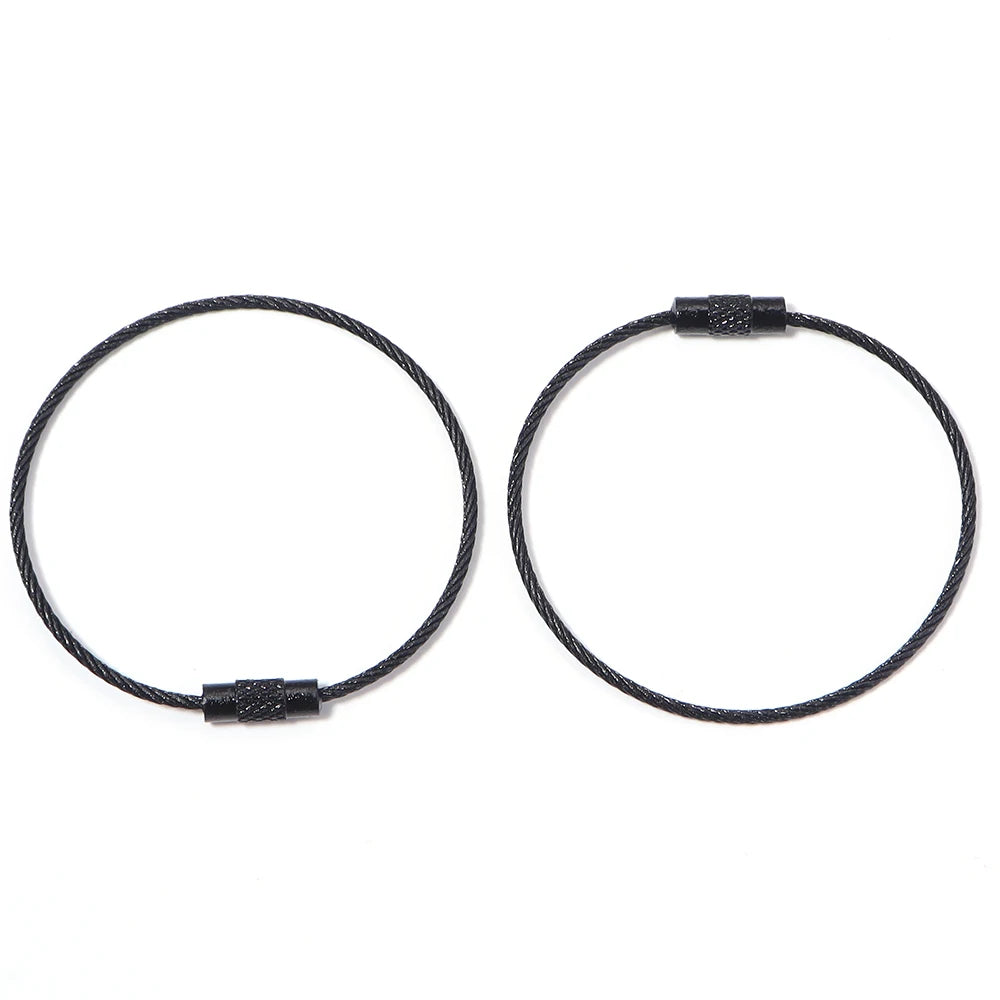 10pcs/lot Stainless Steel Wire Keychains Colorful Round Cable Loop Screw Lock Rope Rings For DIY Keyrings Key Chains Accessor
