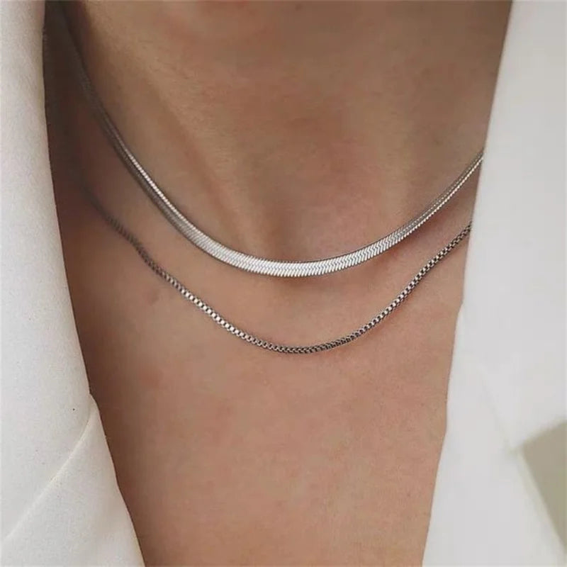 Vintage Bohemian Multilayer Minimalist Necklace for Women Stick Pendant Link Chain Necklace Collarbone Collares Fashion Jewel
