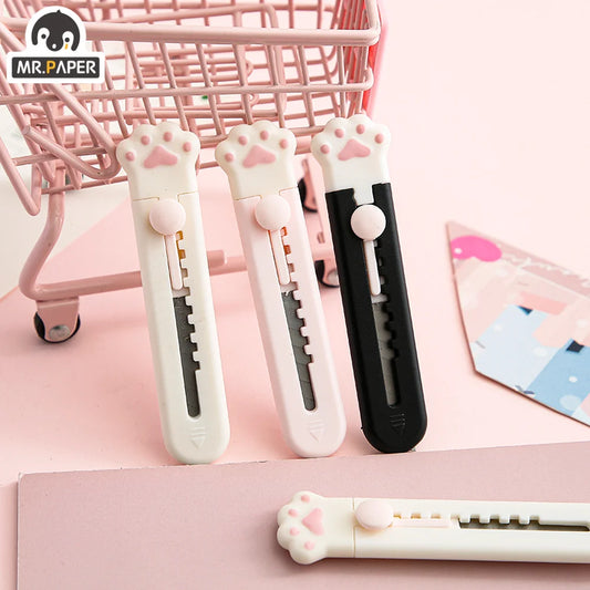 Mr.Paper Mini Portable Cat's Paw Tool Knife Cute Creative Exquisite Handbook Decoration Paper Cutting Stationery Supplies