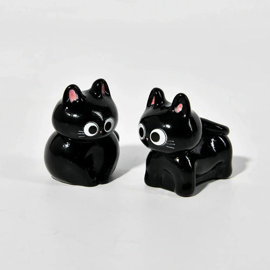 Estatueta de gatos de resina de desenho animado, mini gatinho, ornamentos para casa, criativo, desktop, carro, montado,