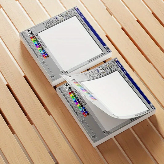 Vintage Computer Drawing Sticky Notes 50 Sheets - Ideal for Artists & Office Use,Durable Adhesive Notes, Sticky Notes for Off