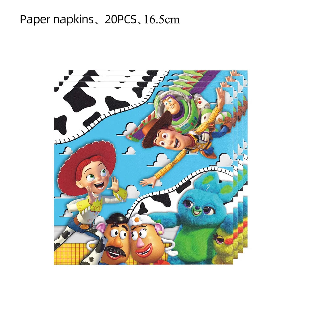 Toy Story Party Decoration Tableware Paper Plates Party Favors Gift Tablecloth BirthdayParty Supplies Toys Stamp Bracelet - 2