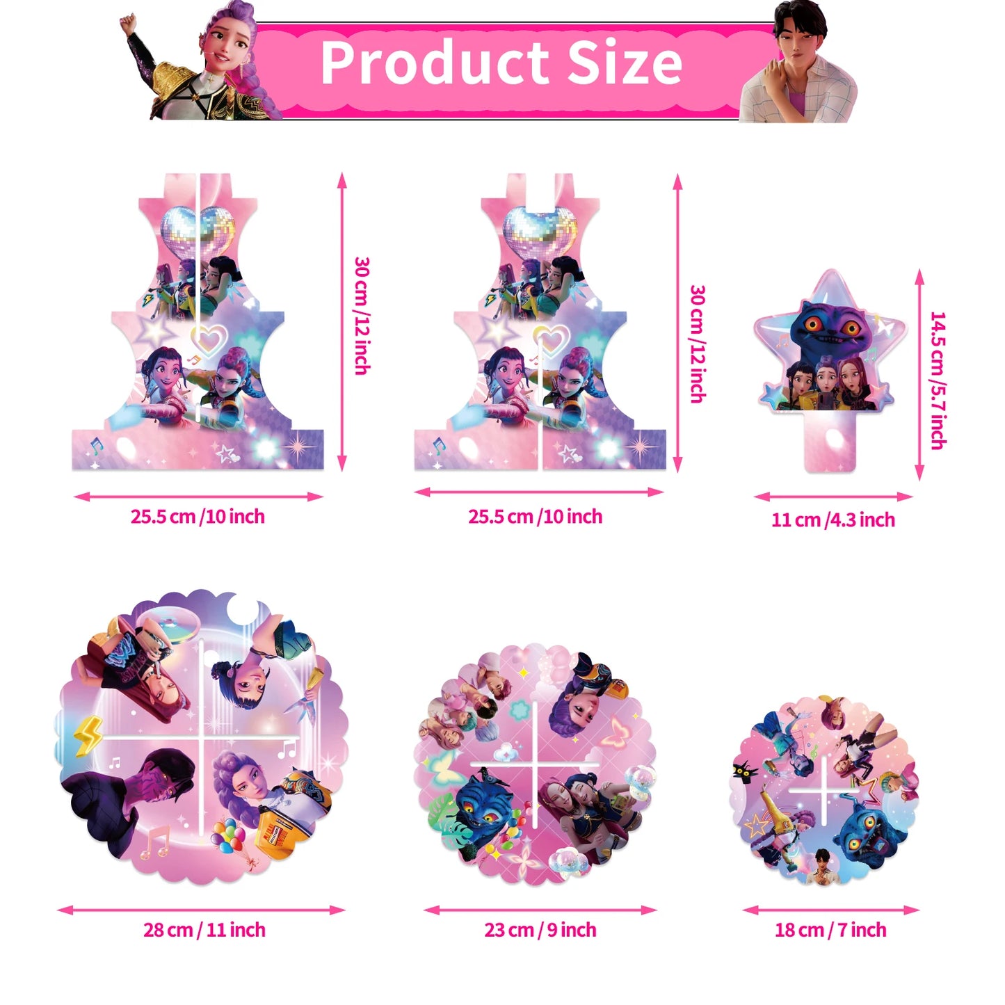 Kawaii Party Decoration KPOP Demon Hunters Cake Rack Three Layer Cake Stand Cartoon Halloween Decorations