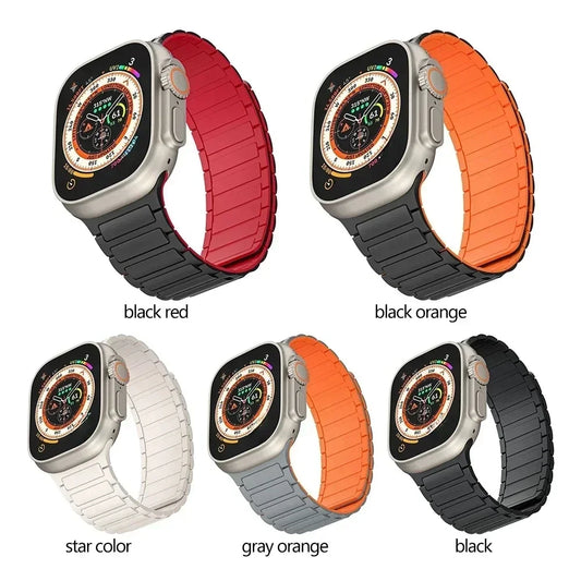 Magnetic Loop for Apple Watch Bands 44mm 40mm 49mm 45mm 41mm 38mm Silicone Bracelet iWatch Series 9 8 7 6 5 4 3 Se ultra 2 st