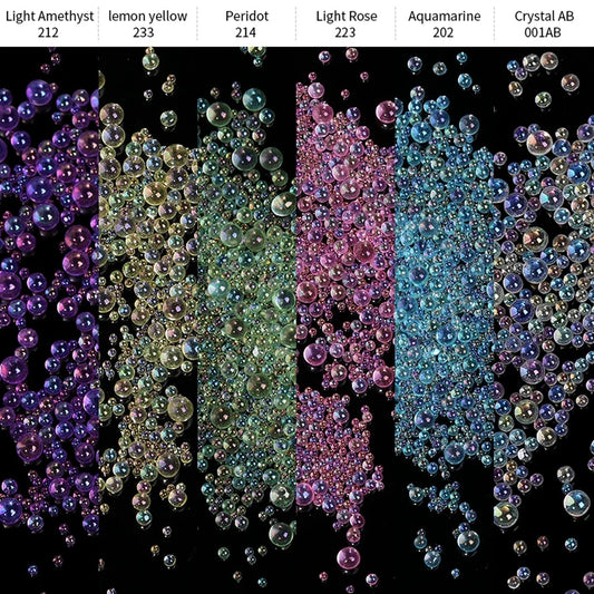 Nails Art Bubble Rhinestones Purple Yellow Pink Accessories Glass 3d Epoxy Glass Parts 1 Box Material Charms