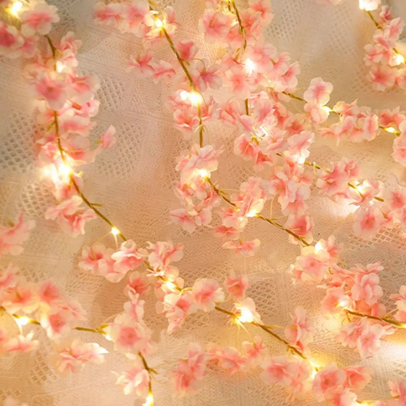 180CM Artificial Sakura Flowers Vine for Wedding Decoration Garden Arch Home Room Decor Party Bridal Fake Silk Outdoor Orname