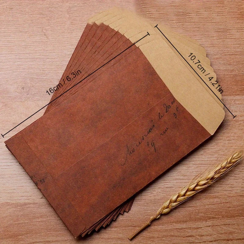 10pcs Vintage Kraft Paper Envelopes, Wedding Party Invitation Card Envelopes, Multifunctional Paper Envelope - 10 PCS envelop