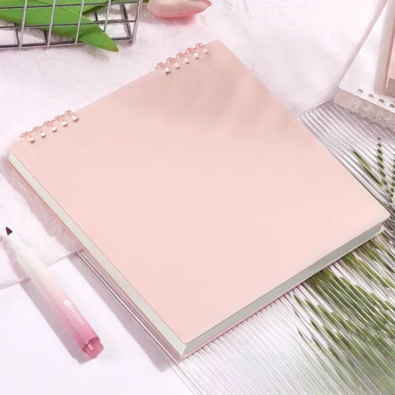 Grid Notepad B5 Sketch Book Notebooks Leaf Notebook Diary Flip Stationery Journal Writing Pads Office School Supplies - Pink