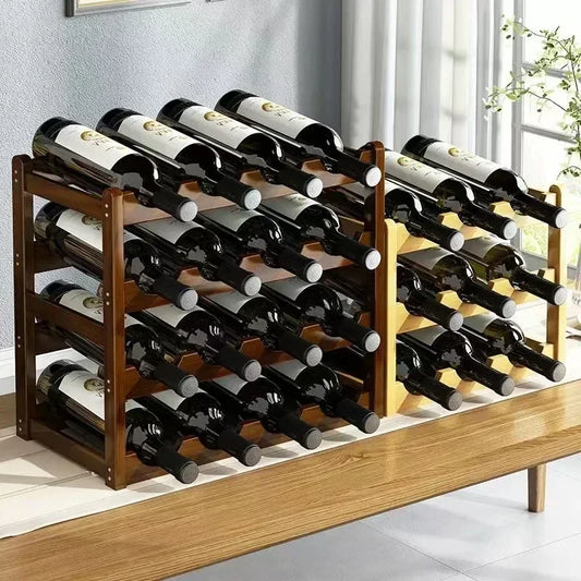 Red WineRack Decoration Household Grid Wine Display Rack Table Creative WineBottle rack Simple wine Cabinet Assemble StorageR