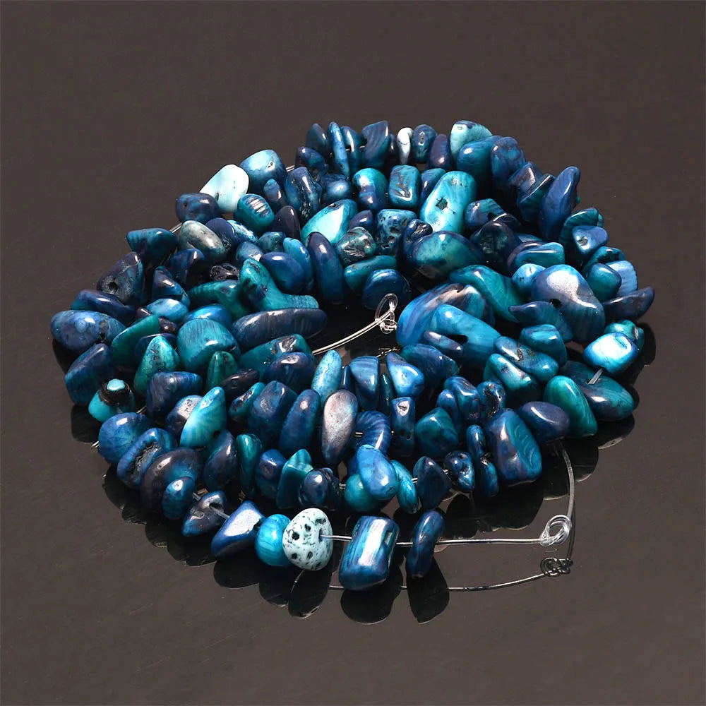 16 inch Natural Stone Beads Chips Beads 5-8mm Irregular Crystal Agate Gravel Beads Diy Bracelet For Jewelly HK058 - Blue cora