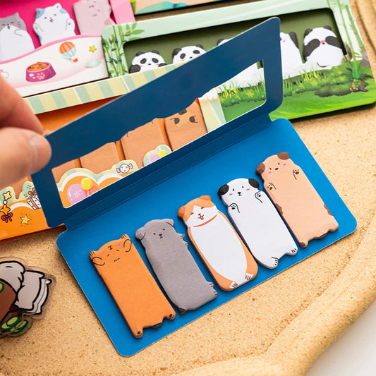 150 Sheets/Pack Cartoon Animals Sticky Notes Capybara Panda Cat Notepaper Memo Clips Decorative Paper Bookmarks Office School