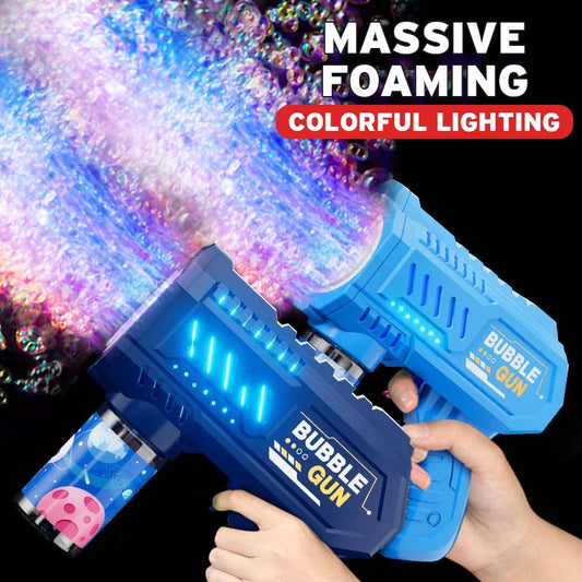 Children bubble machine glowing toy fully automatic bubble gun produces a large amount bubbles without battery and bubble wat