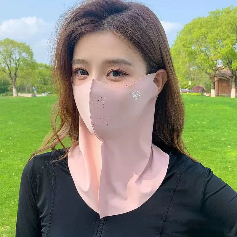 Women Sunscreen Veil Summer Neck Face Mask UV Protection Breathable Ice Silk Sun Protection Masks Veils Outdoor Sport Face Co