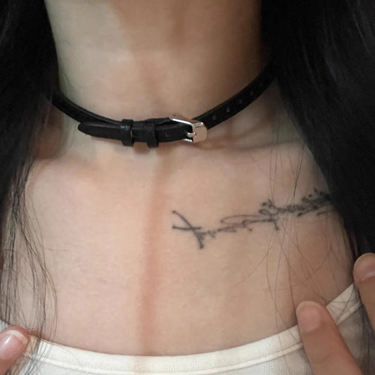 New Punk Trendy Gothic Geometry Leather Collar Chain Choker Necklace For Women Men Fashion Vintage Jewelry Y2K EMO Accessorie