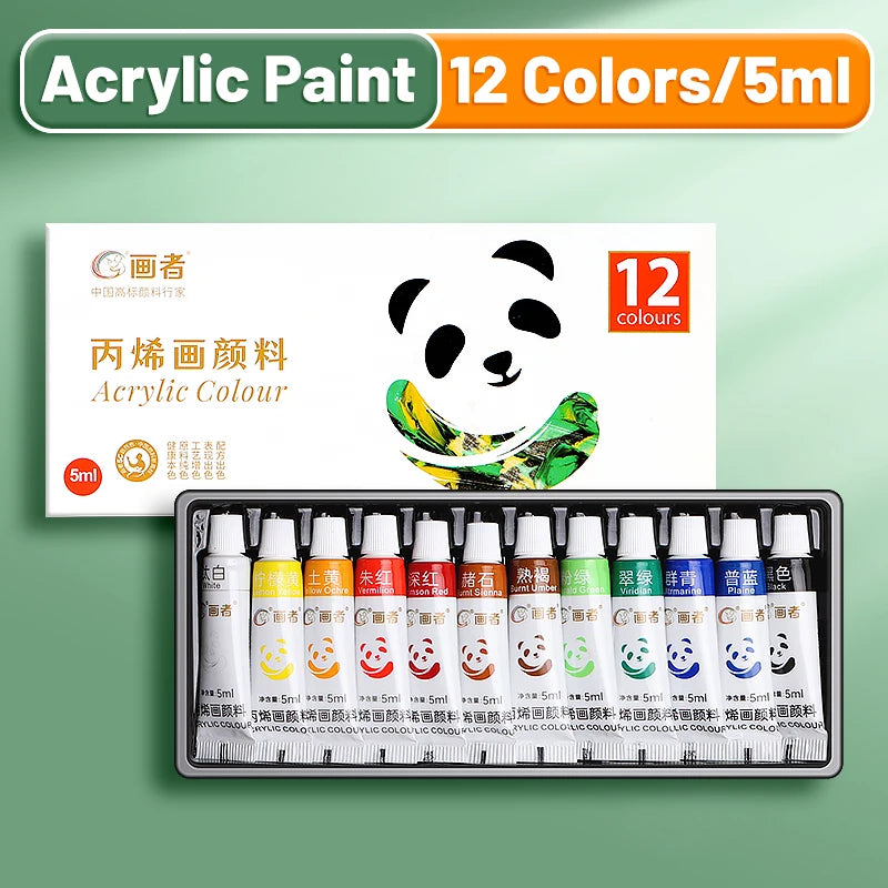Acrylic Paint Set 12/18/24 Colors 5ml/0.17oz,Water-Proof Portable Art Rich Pigments for DlY Craft,Drawing,Painting,Canvas, Ro