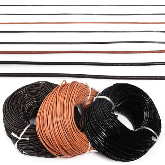 2-5 Yards 100% Genuine Cow Leather Round Thong Cord Leather Cord String Rope for DIY Necklace Bracelet DIY Jewelry Making