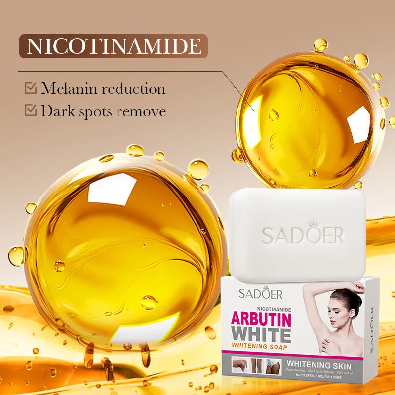 SADOER Niacinamide Arbutin Facial Soap Moisturizing Brightening Deep Cleansing Body Face Wash Foam Facial Cleanser Handmade S