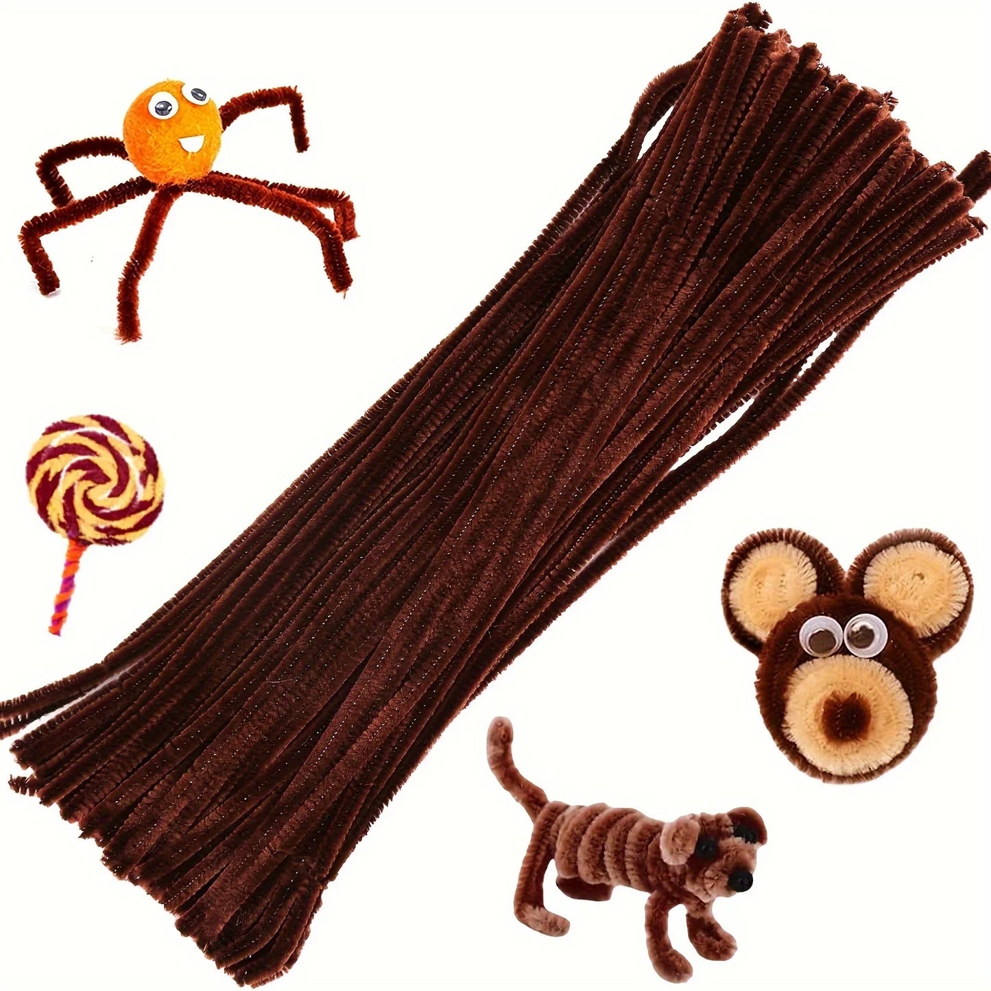 100 Pcs Coffee Pipe Cleaners,Pipe Cleaners for Crafts,Pipe Cleaner Crafts,Chenille Stems for Craft Kids DIY Arts&Crafts Suppl