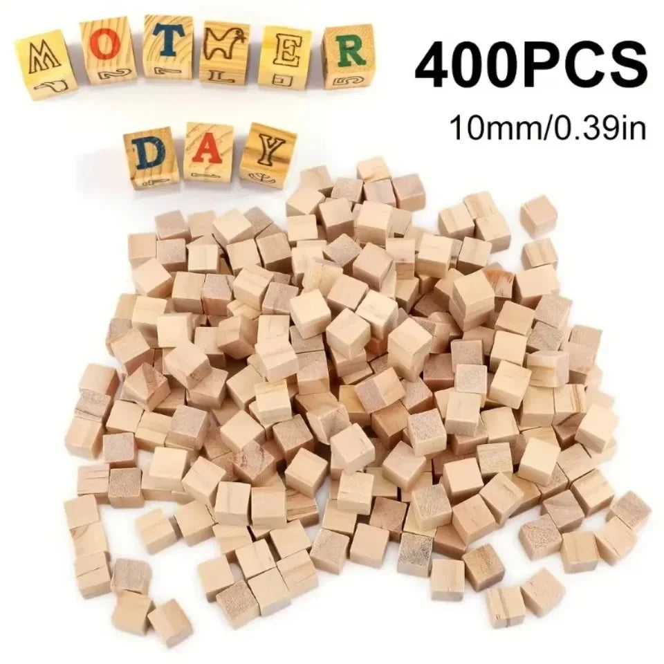 400 pieces of small wooden cubes 1X1cm (0.4X0.4 inch) wooden cubes-natural pine blocks-for DIY - 400PCS