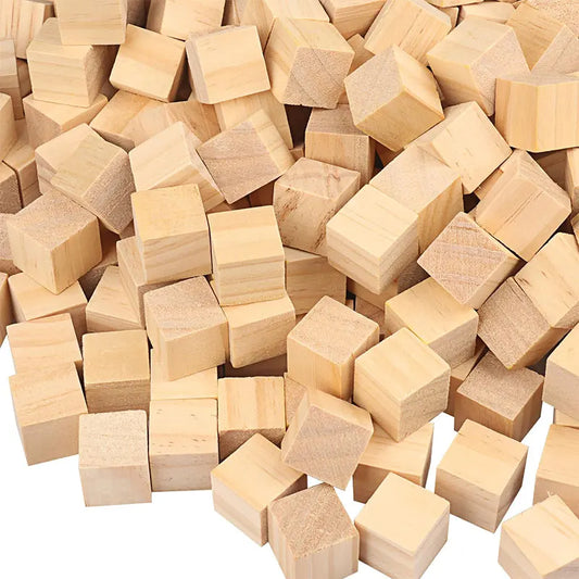 5-100pcs Unfinished Wooden Blocks Birch Blank Cube Blocks for DIY Arts Projects Craft Making Painting Baby Toy