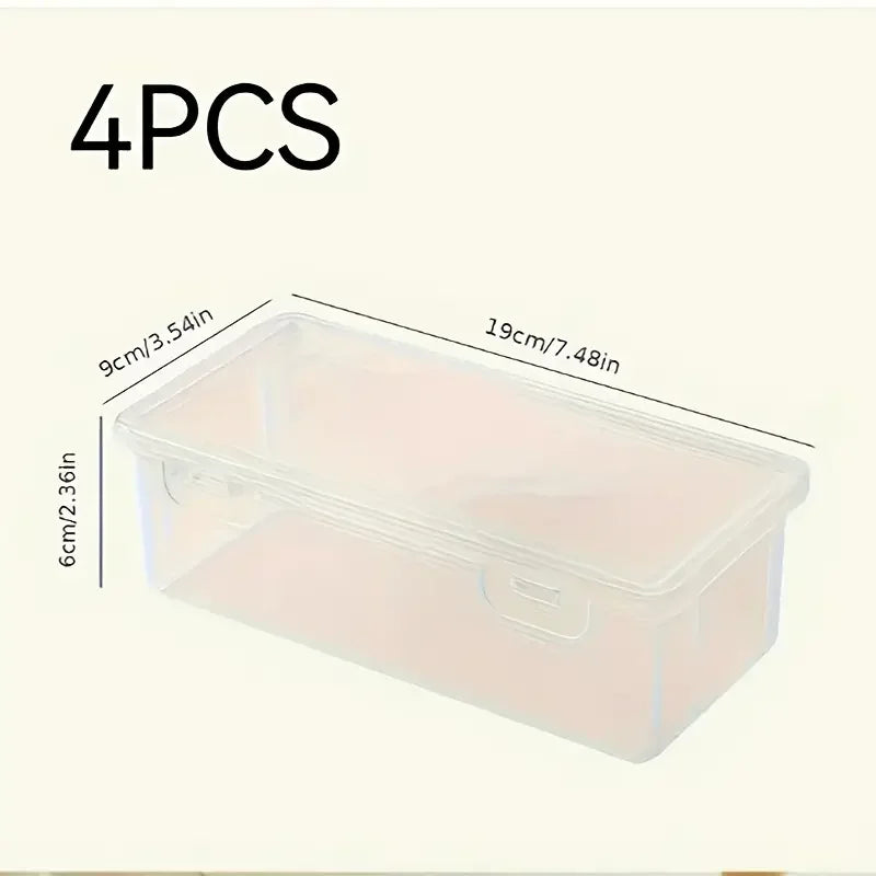 4 Large Transparent PP Storage Boxes with Lids, Used for Storing Office Supplies, Pencils, and Crafts - 4pcsQBH